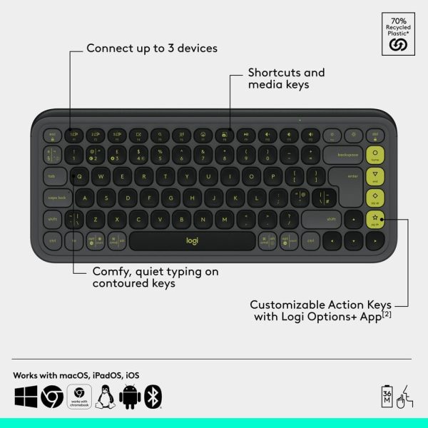 Logitech POP ICON COMBO, Bluetooth keyboard and mouse combo, comfortable typing, programmable keys and buttons, quiet clicks, Easy-Switch up to 3 devices - Graphite, 920-013140 - Image 5