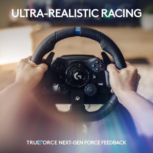 Logitech G923 Racing Wheel and Pedals, TRUEFORCE Feedback, Responsive Driving Design, Dual Clutch Launch Control, Genuine Leather, for Xbox One, PC, Black, 941-000160 - Image 8