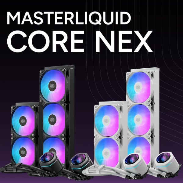 Cooler Master MasterLiquid Core Nex Series 360mm Liquid Cooler, Rotatable pump cover design, 360mm radiator, Lite 120 ARGB fan*3, ARGB, 400mm tubing length, Black, MLX-D36M-A18PA-R1 - Image 3