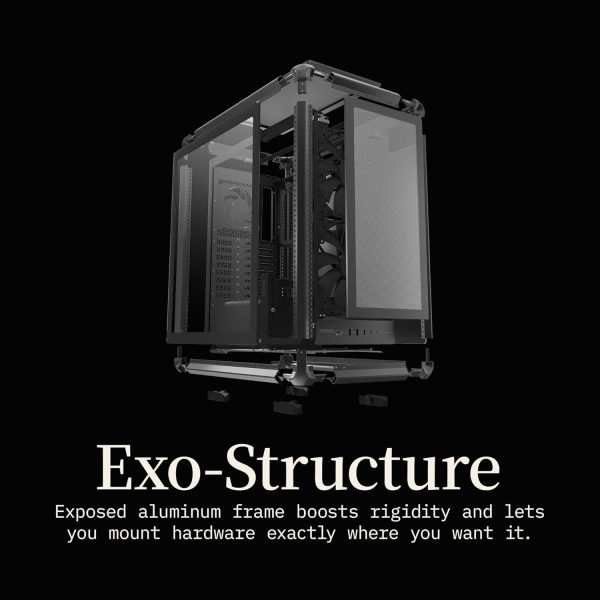 Cooler Master MasterFrame 500 Mesh aRGB Black Freeform 2.0 Modular Platform Open-Air ATX Mid-Tower Case, Aluminum Frame,Dual 200mm aRGB Fans, 390mm GPU Max, 360mm AIO Max, Type C, Tempered Glass, Black, MF500M-KHNN-S01 - Image 6