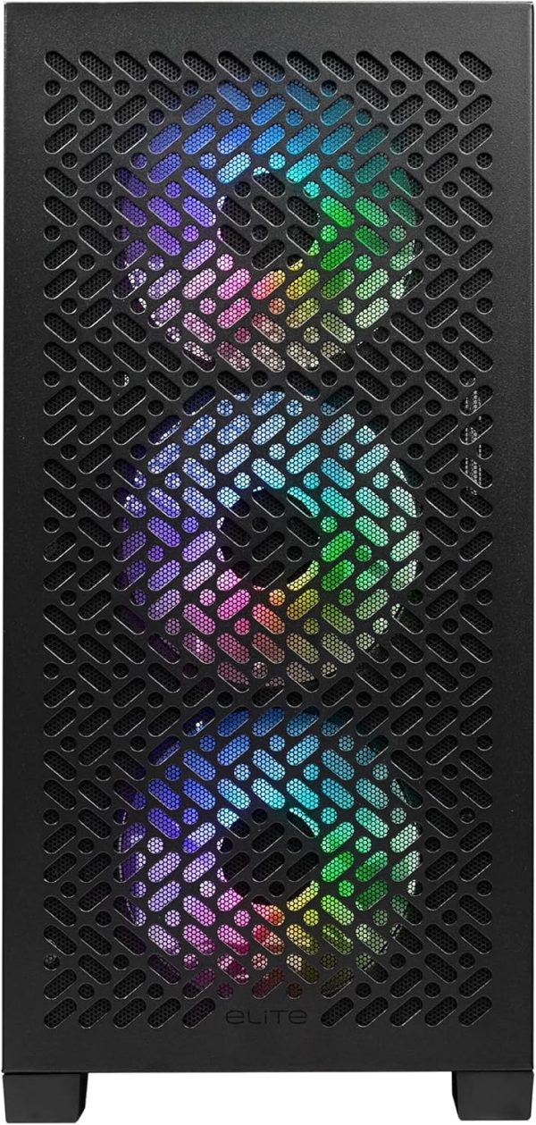 Cooler Master Elite 302 Micro-ATX High Airflow Minimalist PC Case, 365mm GPU Max, Compatible RTX 5080|RX 7090 XT, 280mm AIO Max, Type C, Tempered Glass, Triple 120mm aRGB PWM Fan, Intakes Grill, Black, E302-KGNN-S00 - Image 3