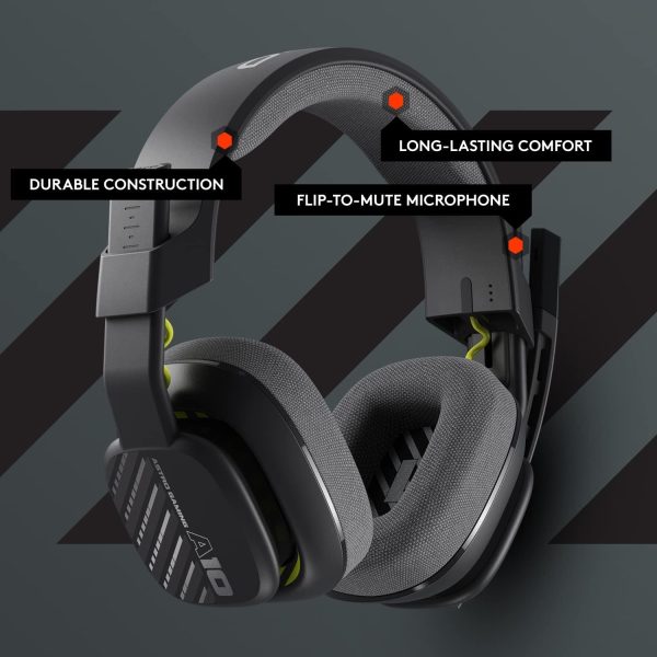 ASTRO A10 Gaming Headset Gen 2 Wired Headset - Over-ear gaming headphones with flip-to-mute microphone, 32 mm drivers, compatible with PlayStation, PC - Black, 939-002057 - Image 9