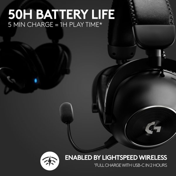 Logitech G PRO X 2 LIGHTSPEED Wireless Gaming Headset, Detachable Boom Mic, 7.1 Surround Sound, Bluetooth/USB/3.5mm Aux, for PC, PS5, PS4, Nintendo Switch, Black, 981-001263 - Image 9