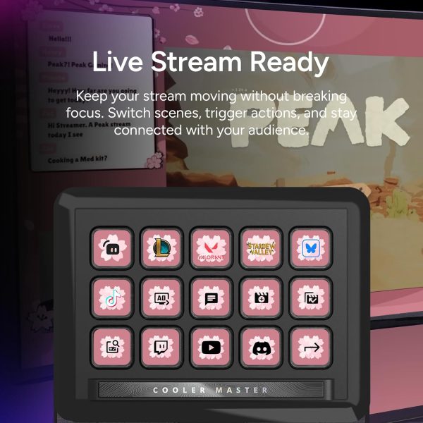 Cooler Master Master Hub Creator Kit, Stream Kit include 1x(Base, 4x6) 1x(15xKey) 1x(2xRoller) 1x(5xFader), Black, MHSK13AA00 - Image 9