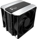 Cooler Master V4 Alpha 3DHP Black Air Cooled CPU Cooler, AMD® AM5 / AM4 sockets​, black coating and premium ARGB top cover, Ring blade fan design, 240W TDP, 2 x 4 pin PWM 120mm fan, Black, MAZ-T2HP-217PK-R1