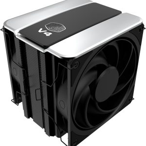 Cooler Master V4 Alpha 3DHP Black Air Cooled CPU Cooler, AMD® AM5 / AM4 sockets​, black coating and premium ARGB top cover, Ring blade fan design, 240W TDP, 2 x 4 pin PWM 120mm fan, Black, MAZ-T2HP-217PK-R1