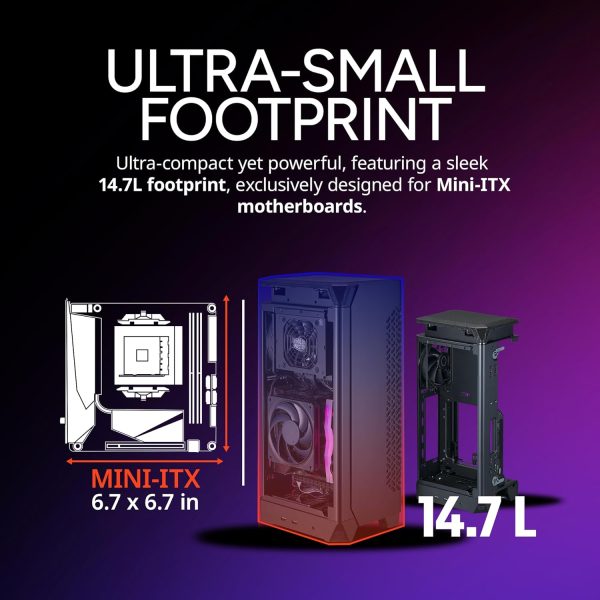 Cooler Master NCORE 100 Air Mini-ITX PC Tower Case, Anodized Aluminum, 356mm Vertical Triple-Slot Mount GPU, SFX PSU 130mm, Air Cooler Up to 70 mm, Compatible RTX 5080 | RX 9070 XT, Black, NR100-KNNN-S00 - Image 8