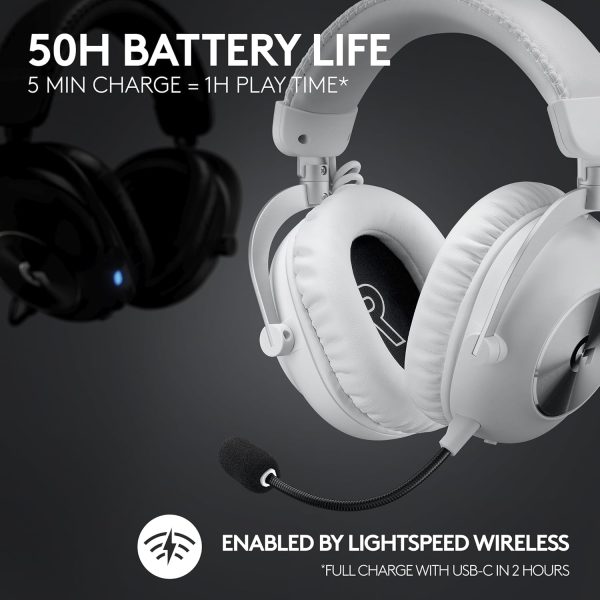 Logitech G PRO X 2 LIGHTSPEED Wireless Gaming Headset, Detachable Boom Mic, 7.1 Surround Sound, Bluetooth/USB/3.5mm Aux, for PC, PS5, PS4, Nintendo Switch, White, 981-001269 - Image 7