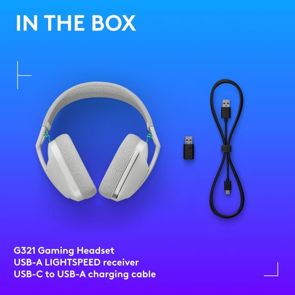 Logitech G321 LIGHTSPEED Wireless Bluetooth Gaming Headset, dynamic comfort and fit, 16 kHz boom mic, 20+ hrs battery, PC, PS4, PS5, Nintendo Switch, Mobile - White, 981-001569 - Image 9