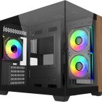 Cooler Master Elite 481 Wood Computer Case- Black, 3 X Pre-Installed Reverse Argb Fans, Upto 360mm AIO Support, mATX Motherboard Support, Upto 410mm GPU Support, Type C Connector, Black, E481-KHNN-S00