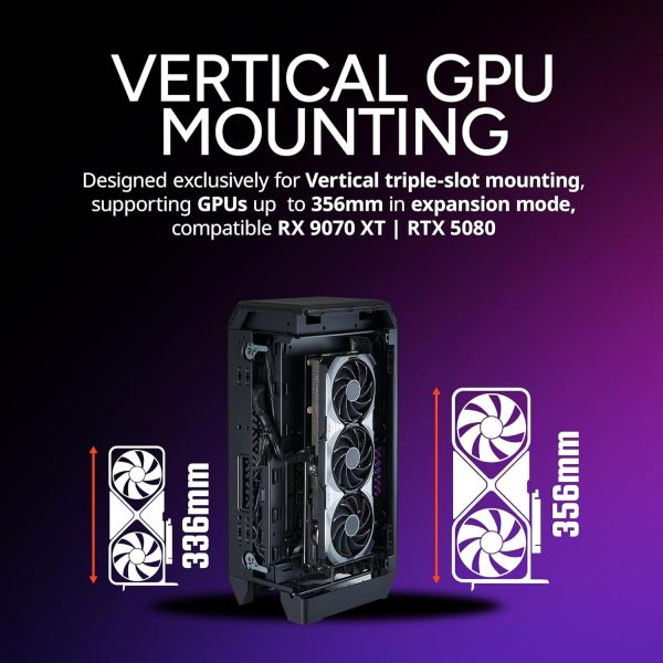Cooler Master NCORE 100 Air Mini-ITX PC Tower Case, Anodized Aluminum, 356mm Vertical Triple-Slot Mount GPU, SFX PSU 130mm, Air Cooler Up to 70 mm, Compatible RTX 5080 | RX 9070 XT, Black, NR100-KNNN-S00 - Image 10