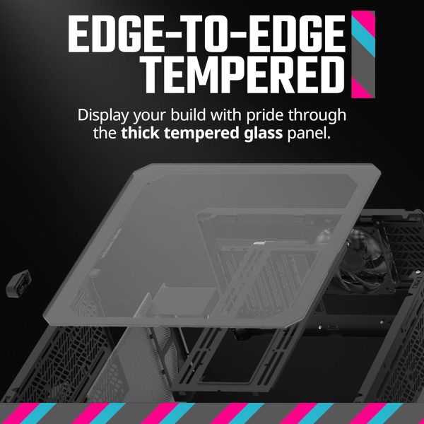 Cooler Master QUBE 500 Flatpack Black Small High Airflow Mid-Tower ATX Customizable Gaming PC Case, Tempered Glass, Vertical GPU Mount, USB-C, Carrying Handle, Gem Mini, Q500-KGNN-S00 - Image 9