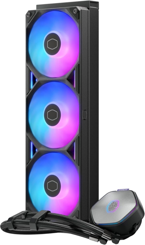 Cooler Master Atmos II 360 VRM Freeform 2.0 CPU Liquid Cooler, Dual Chamber Pump, Customizable aRGB Lighting, Quiet Qperation, Easy Install, AMD Ryzen 9 AM5|4, Intel Ultra i9 LGA 1851|1700, Black, MLX-D36M-A25SZ-V1 - Image 4