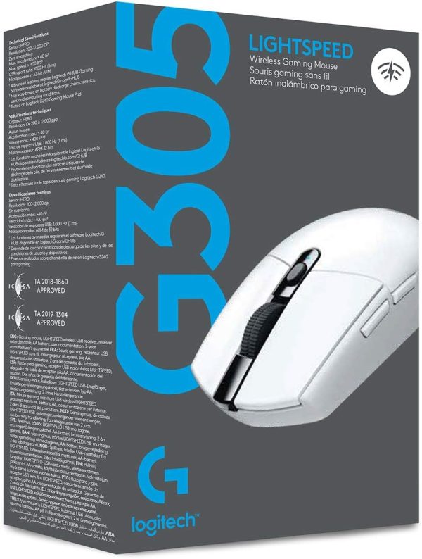Logitech G305 Lightspeed Wireless Gaming Mouse, HERO Sensor, 12,000 DPI, Lightweight, 6 Programmable Buttons, 250h Battery Life, On-Board Memory, Compatible with PC/Mac - White, 910-005292 - Image 7