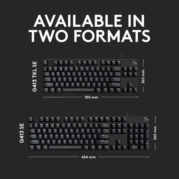 Logitech G413 SE Full-Size Mechanical Gaming Keyboard - Backlit Keyboard with Tactile Mechanical Switches, Anti-Ghosting, Compatible with Windows, macOS, AR Keyboard - Black, 920-010806 - Image 6