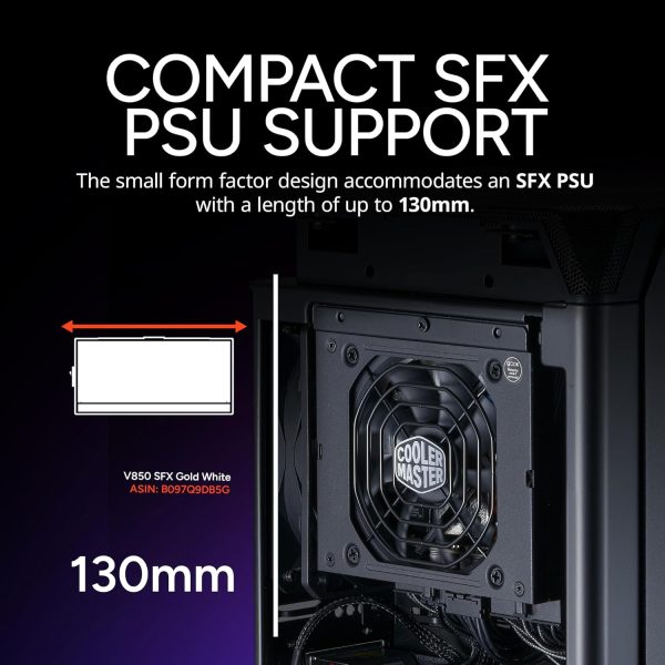 Cooler Master NCORE 100 Air Mini-ITX PC Tower Case, Anodized Aluminum, 356mm Vertical Triple-Slot Mount GPU, SFX PSU 130mm, Air Cooler Up to 70 mm, Compatible RTX 5080 | RX 9070 XT, White, NR100-WNNN-S00 - Image 8