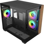 Cooler Master Elite 481 Wood Computer Case- Black, 3 X Pre-Installed Reverse Argb Fans, Upto 360mm AIO Support, mATX Motherboard Support, Upto 410mm GPU Support, Type C Connector, Black, E481-KHNN-S00 - Image 3