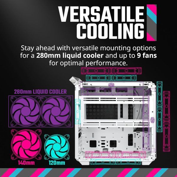 Cooler Master QUBE 500 Flatpack Black Small High Airflow Mid-Tower ATX Customizable Gaming PC Case, Tempered Glass, Vertical GPU Mount, USB-C, Carrying Handle, Gem Mini, Q500-WGNN-S00 - Image 13