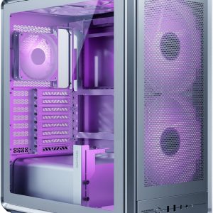 Cooler Master MasterFrame 500 Mesh aRGB Silver Freeform 2.0 Modular Platform Open-Air ATX Mid-Tower Case, Aluminum Frame,Dual 200mm aRGB Fans, 390mm GPU Max, 360mm AIO Max, Type C, Tempered Glass, Silver, MF500M-SHNN-S01