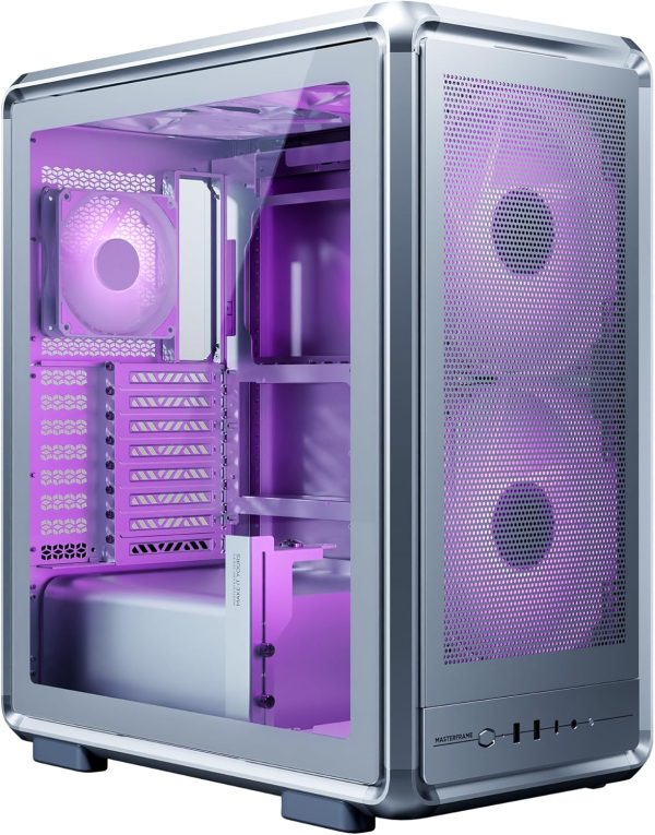 Cooler Master MasterFrame 500 Mesh aRGB Silver Freeform 2.0 Modular Platform Open-Air ATX Mid-Tower Case, Aluminum Frame,Dual 200mm aRGB Fans, 390mm GPU Max, 360mm AIO Max, Type C, Tempered Glass, Silver, MF500M-SHNN-S01 - Image 2