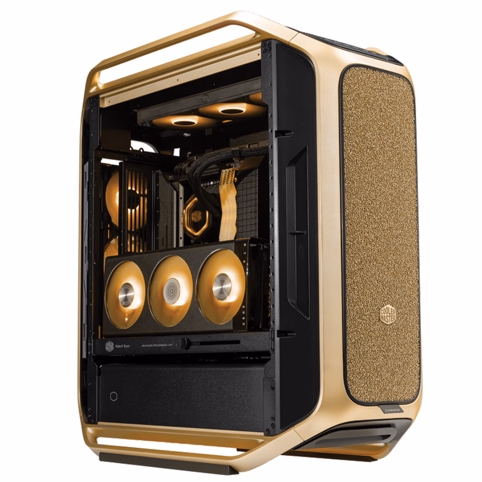 Cooler Master COSMOS ALPHA Gold Limited Edition PC Case, Full Tower, 24K Gold-Plated Logo, Modular FreeForm 2.0, Gold, C700-GGNN-S00