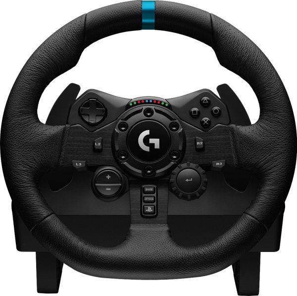 Logitech G923 Racing Wheel and Pedals, TRUEFORCE Feedback, Responsive Driving Design, Dual Clutch Launch Control, Genuine Leather, for  PS5, PS4, & PC, Black, 941-000150 - Image 3