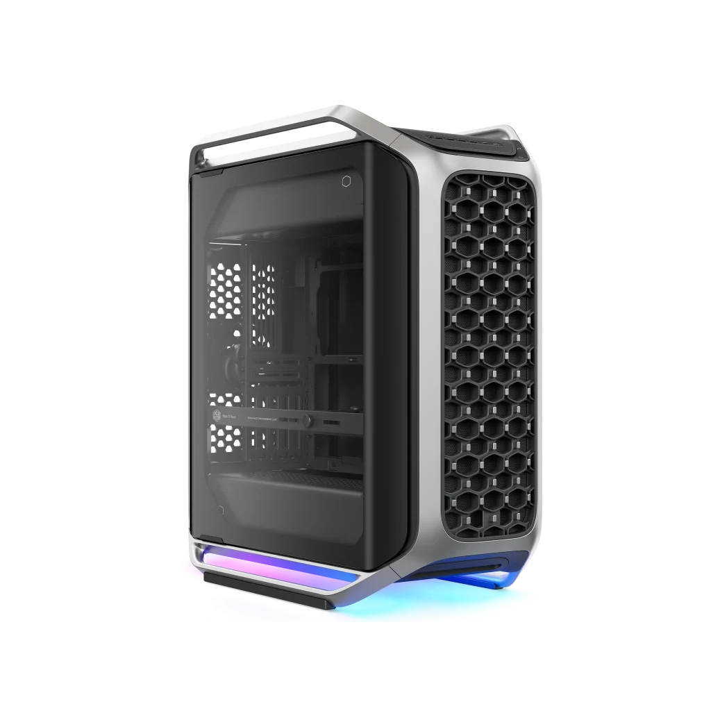 Cooler Master Cosmos Alpha E-ATX PC Case, 2 x 200mm non-LED fans, 1 x 120mm non-argb fan, 4x USB 3.2 Gen1 Type-A 5G & 2x USB 3.2 Gen2x2 20G Type-C ports, Accommodate 15 fans, Tempered glass panels, Silver/Black, C700-KGNN-S00