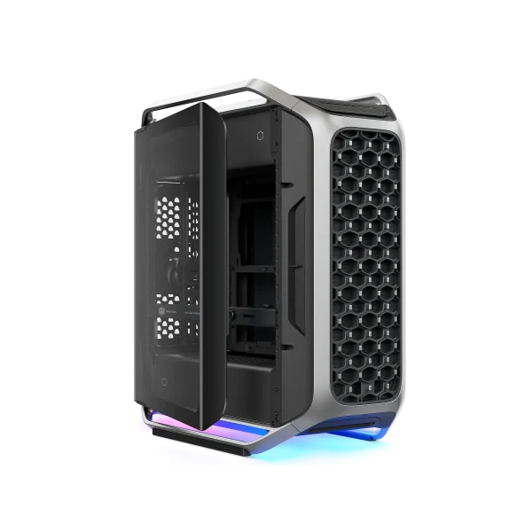 Cooler Master Cosmos Alpha E-ATX PC Case, 2 x 200mm non-LED fans, 1 x 120mm non-argb fan, 4x USB 3.2 Gen1 Type-A 5G & 2x USB 3.2 Gen2x2 20G Type-C ports, Accommodate 15 fans, Tempered glass panels, Silver/Black, C700-KGNN-S00 - Image 2