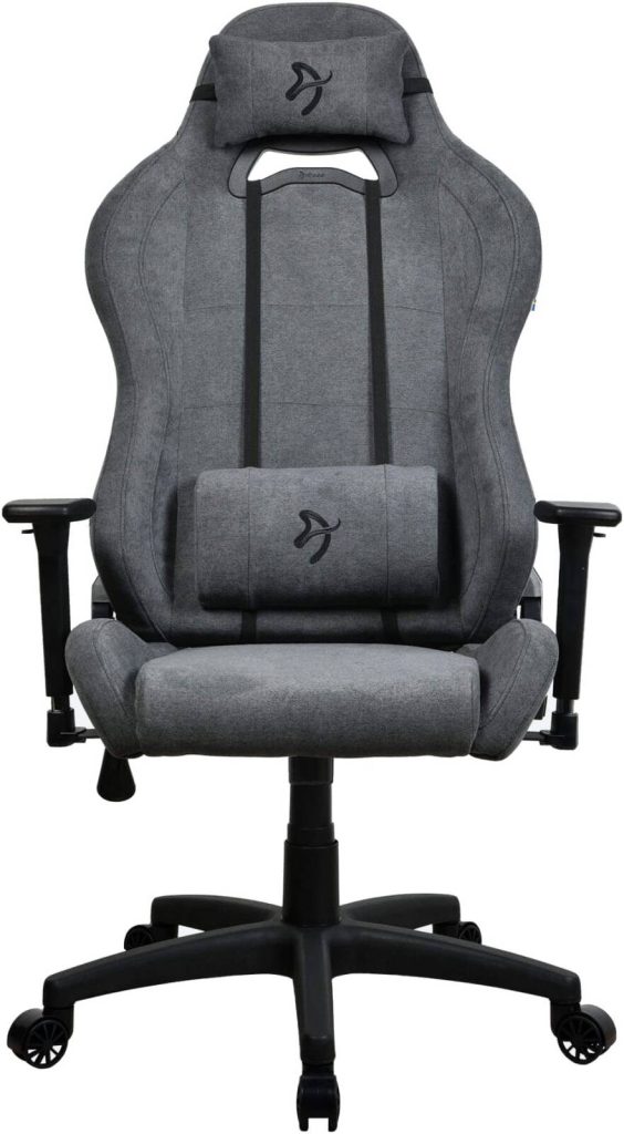 Arozzi Torretta Series Soft Fabric Gaming Chair, 3D Armrests, 120 kg Weight Capacity, Two soft support pillows for your head and back, Recline the backrest up to 165°, Ash, TORRETTA-SFB-ASH2