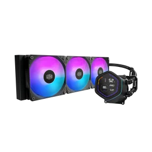 Cooler Master MASTERLIQUID CORE NEX DIGITAL SERIES 360mm Liquid Cooler, Rotatable pump cover design, 360mm radiator, Lite 120 ARGB fan*3, ARGB, 400mm tubing length, LED Digital display, Black, MLX-D36M-A18PA-RD