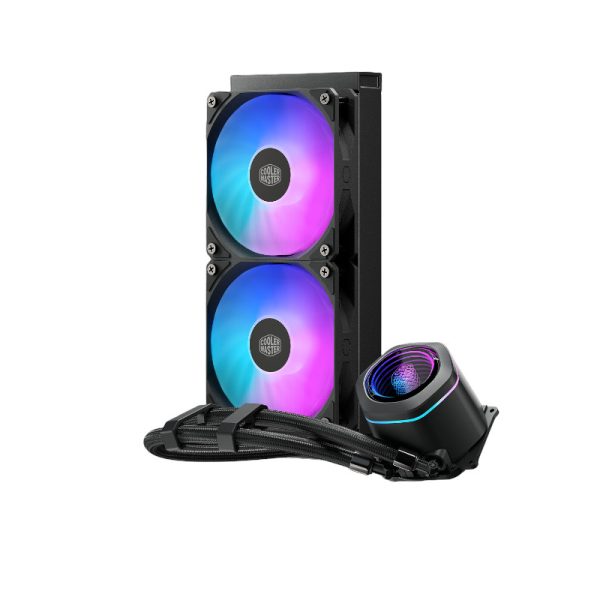 Cooler Master MASTERLIQUID CORE NEX DIGITAL SERIES 360mm Liquid Cooler, Rotatable pump cover design, 240mm radiator, Lite 120 ARGB fan*2, ARGB, 400mm tubing length, LED Digital display, Black, MLX-D24M-A18PA-RD - Image 2