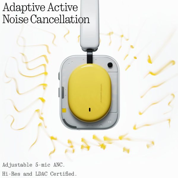 Nothing Headphone (a) 2026 New, Adaptive Active Noise Cancelling Headphones, Wireless Over Ear Bluetooth 5.4 ANC Headset with LDAC Hi-Res, 5 HD Mics Ultra Bass via APP, 135 Hours Playtime, Yellow - Image 6