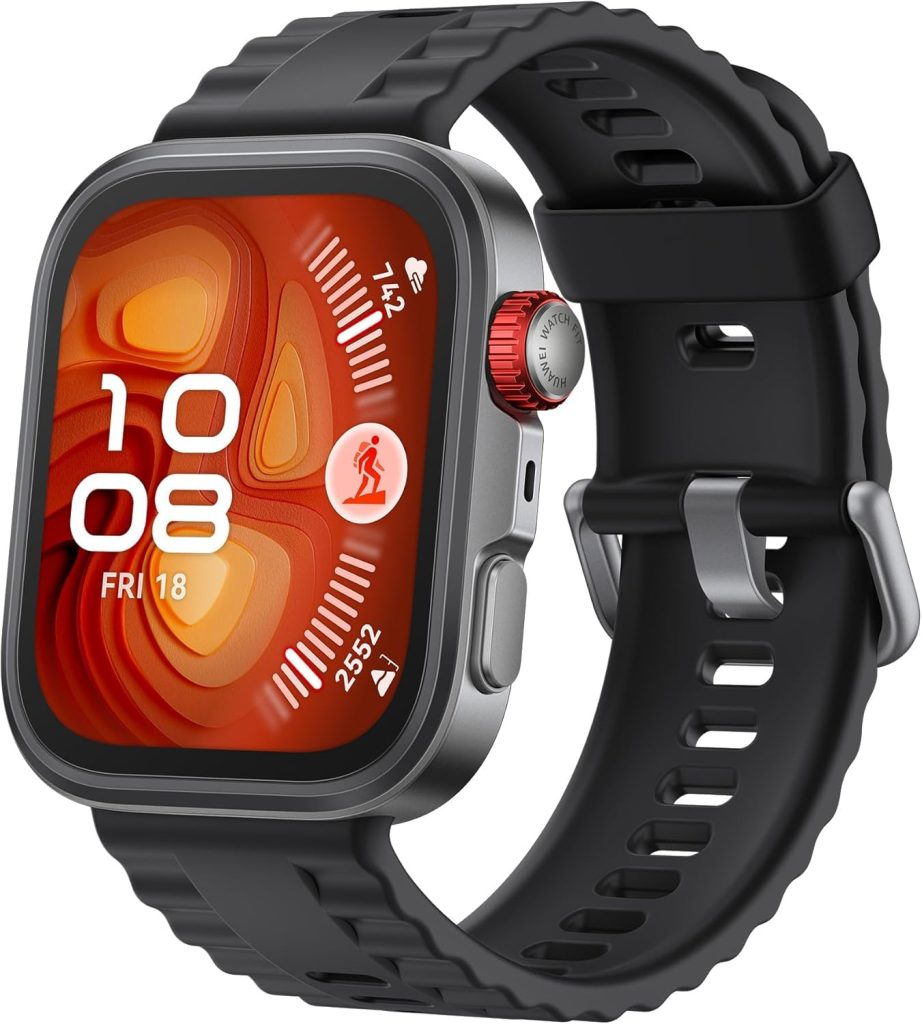 Huawei Watch FIT4 Pro Smartwatch, 1.82″ Sapphire Display Titanium Alloy Bezel, Up to 10-Day Battery Life, Dual Band GPS, Golf Courses map, 40 m Free Diving, Compatible with Android iOS, Black