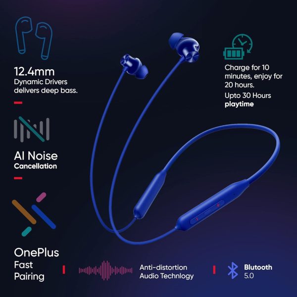 OnePlus Bullets Z2 Bluetooth Wireless in Ear Earphones with Mic, Bombastic Bass - 12.4 Mm Drivers, 10 Mins Charge - 20 Hrs Music, 30 Hrs Battery Life, Beam Blue - Image 6