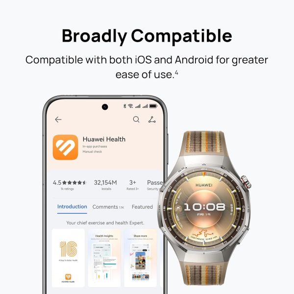 Huawei Watch GT 6 Pro Smart Watch, 46mm, Upto 21 Days Battery Life, Smart Watches with 100+ Sports Mode, Cycling, iOS & Android Compatible, Health Monitoring, Silver - Image 8