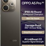 Oppo A5 Pro 5G Smartphone, 8GB RAM, 256GB Storage, 6.67” HD+ Screen, 120Hz Refresh Rate Screen, 45W SUPERVOOC, Feather Blue