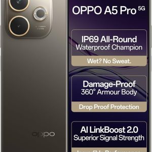 Oppo A5 Pro 5G Smartphone, 8GB RAM, 256GB Storage, 6.67” HD+ Screen, 120Hz Refresh Rate Screen, 45W SUPERVOOC, Feather Blue