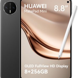 HUAWEI MatePad Mini Tablet, 8.8" Flexible OLED Display, 1800 nits peak brightness, 255g and 5.1mm thin, 8+256 GB, 6400 mAh battery, 66W SuperCharge, 32 MP Front Camera, Notes, WiFi-7, Black