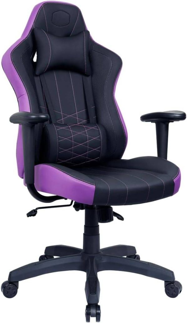 Cooler Master Caliber E1 Ergonomic Chair with Fixed Armrests and Head/Lumbar Support, Black+Purple, CMI-GCE1-PR - Image 3
