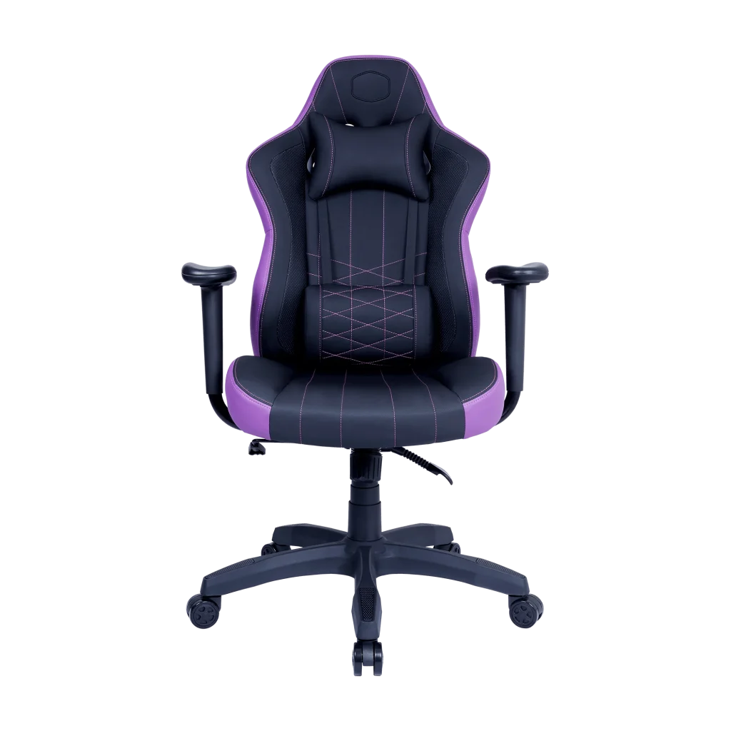 Cooler Master Caliber E1 Ergonomic Chair with Fixed Armrests and Head/Lumbar Support, Black+Purple, CMI-GCE1-PR