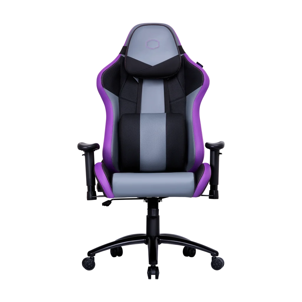Cooler Master Caliber R3 Gaming Chair, Steel Frame, Wider Seat, 2D Armrests and Full 180° Recline, 150 kg load, Black-Grey-Purple, CMI-GCR3-PR