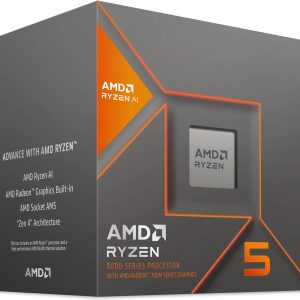 AMD Ryzen™ 5 8400F Desktop Processor, AM5, 6 Cores & 12 Threads, 4.7 GHz Max Boost Clock, Includes Wraith Stealth Cooler, 100-100001591BOX