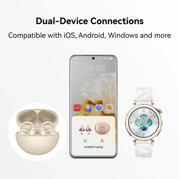 Huawei Freeclip,Open-ear design,AI Clear Call,Long Battery Life,Dual-Device Connections Bluetooth Headset, Rose Gold - Image 6