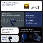 CMF by Nothing Buds 2 Plus with 50dB Hybrid ANC, Hi-Res + LDAC, Spatial Audio, 6HD Mic, 61.5Hrs Bluetooth Headset, Blue - Image 5